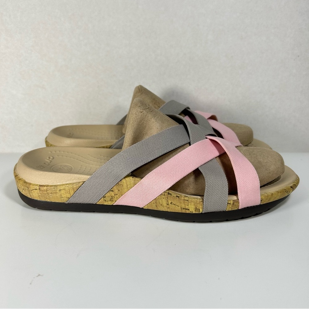 Crocs Edie Stretch Criss-Cross Strappy Slip On Slide Sandal 14966; Women’s Sz 10